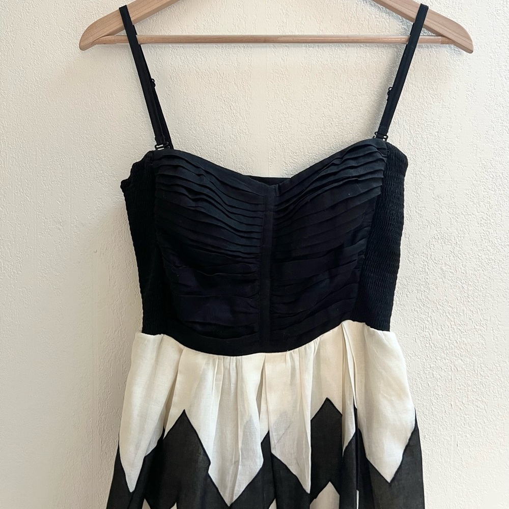 Anthropologie Leifnotes Cherie Black White Chevron Dress Size 0 - Picture 4 of 5